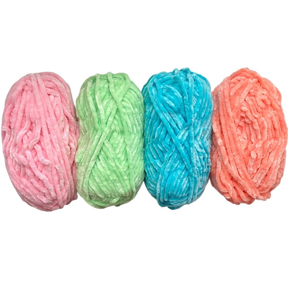 Hand Crafted crochet worried bunny rabbit chenille stuffed animal color AQUA - Picture 6 of 7